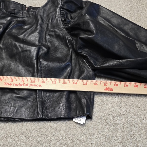 ZARA BLACK VOLUMINOUS GENUINE LEATHER TOP TRF CAPSULE COLLECTION SIZE LARGE‎ LE - Picture 9 of 10